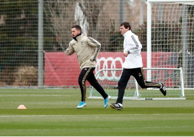 Eden Hazard volvió a los entrenamientos del Real Madrid en Valdebebas.
