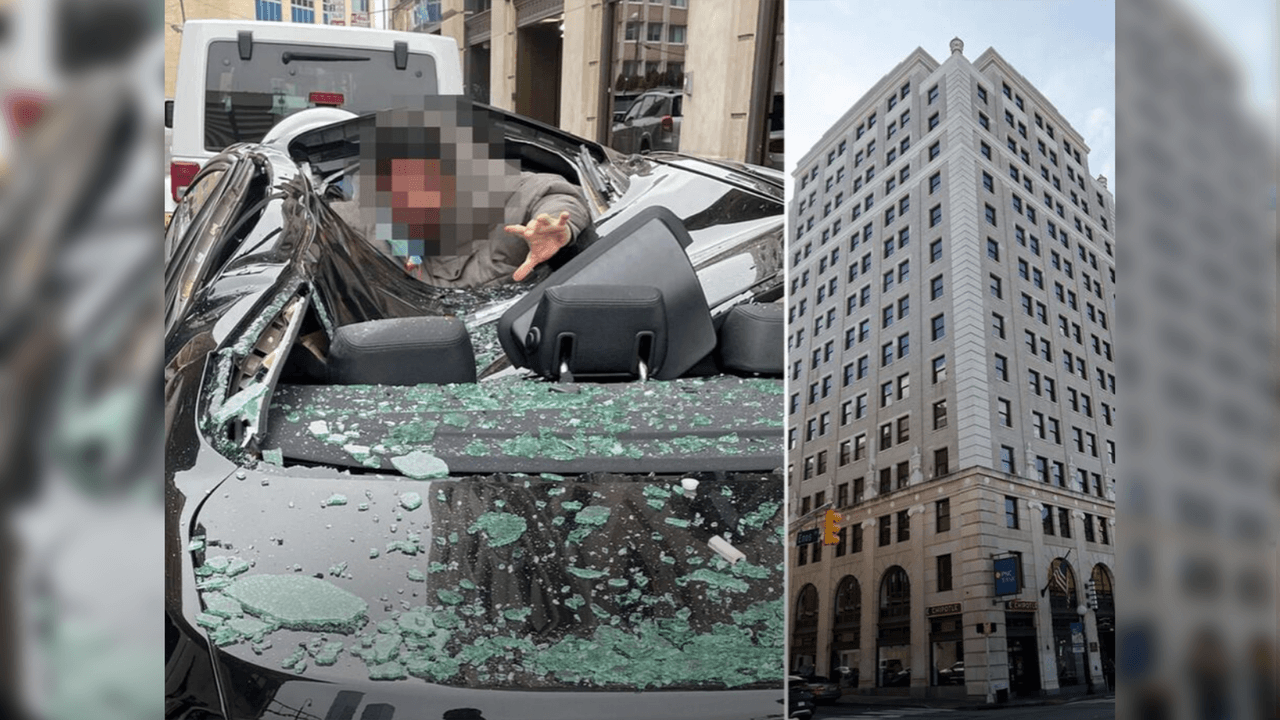 Hombre cae de un edificio de nueve pisos y se salva de milagro al caer en el techo de un auto