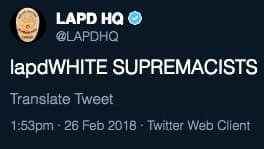 Hackean la cuenta de Twitter del LAPD para tachar a policías de supremacistas blancos