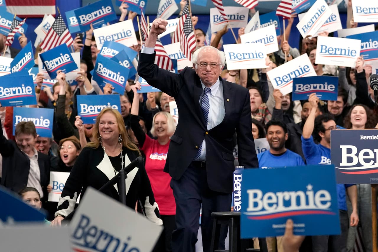 El senador Bernie Sanders visitó New Hampshire el 11 de febrero.