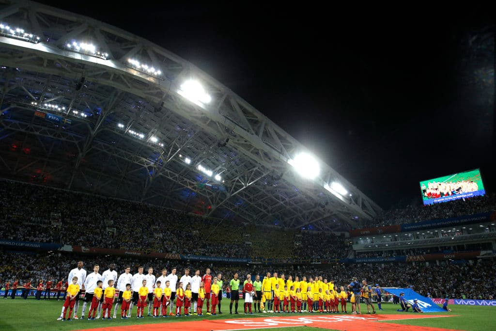 El Estadio Fisht en Sochi fue el escenario para el juego por el Grupo F entre las selecciones de Suecia y Alemania, un recinto que lució pletórico y espectacular para este compromiso de alto voltaje.
