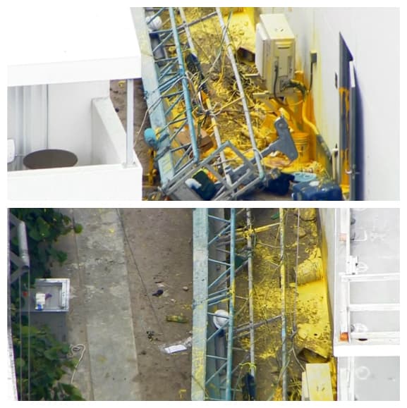 Imágenes aéreas del andamio.