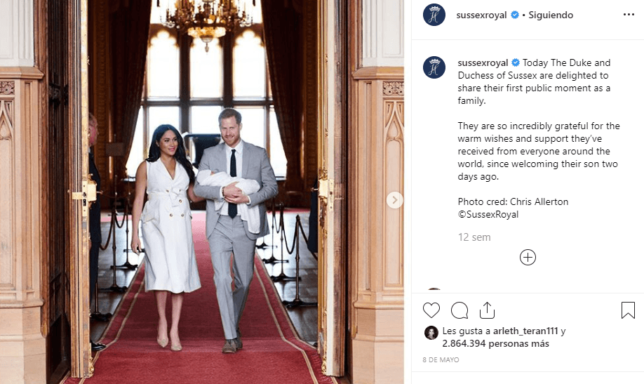 Asimismo, compartieron el primer momento público como familia y mostraron al mundo a su bebé recién nacido Archie.