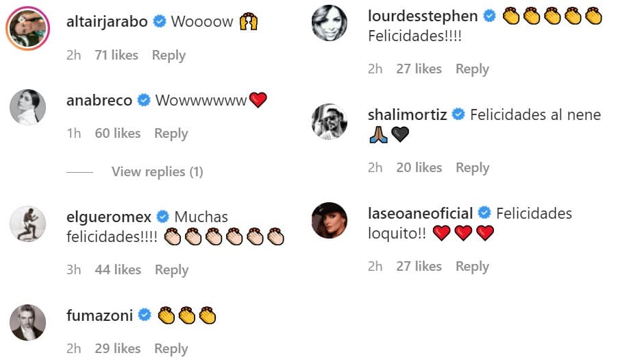 Algunos famosos compartieron la felicidad del actor, como Ana Brenda Contreras, Altair Jarabo, José Alberto 'El Güero' Castro, Lourdes Stephen, entre otros. 
<br>