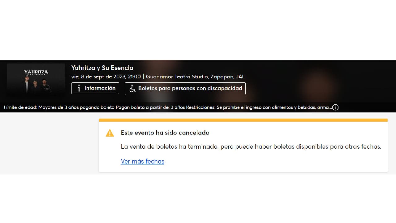 Se cancela concierto de Yahritza y Su Esencia en Zapopan, Jalisco, México.