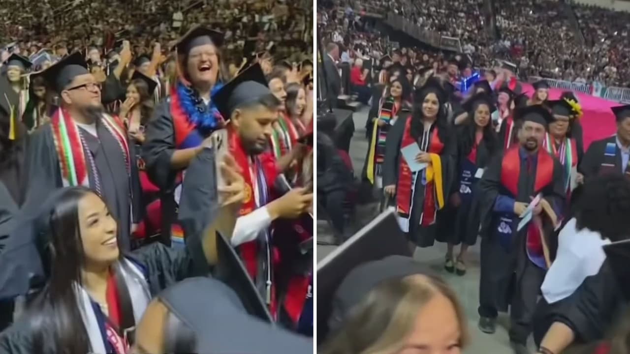 Así se vivió la mayor graduación de estudiantes latinos en EEUU: bailaron al ritmo de la cumbia
