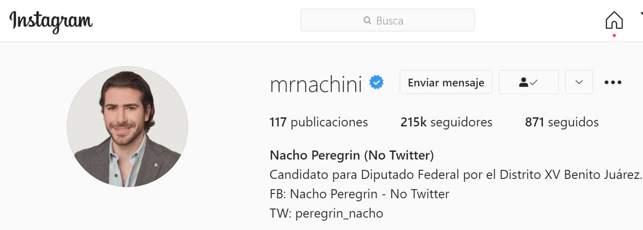 Sin embargo, 'Nacho' Peregrín cambió sus datos en el perfil que tiene en Instagram y ya se presenta como "candidato para diputado federal por el distrito XV Benito Juárez", lo que vendría a confirmar la aprobación de su candidatura.
<br>