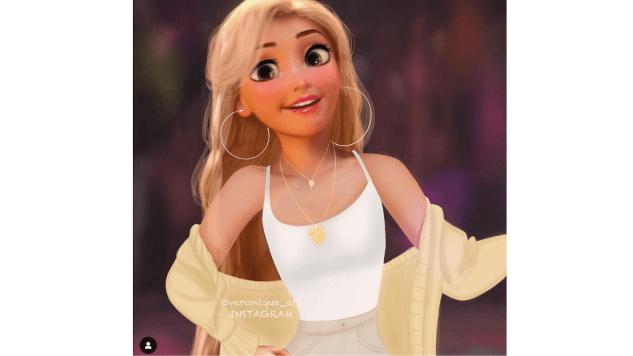 Aparentemente, Veronique disfruta dotar de diferentes estilos a Rapunzel. Así como este magnífico y sencillo ‘outfit’ blanco que hace resaltar el brillante ‘gloss’ de sus labios. ¿Qué diseño te gusta más?
