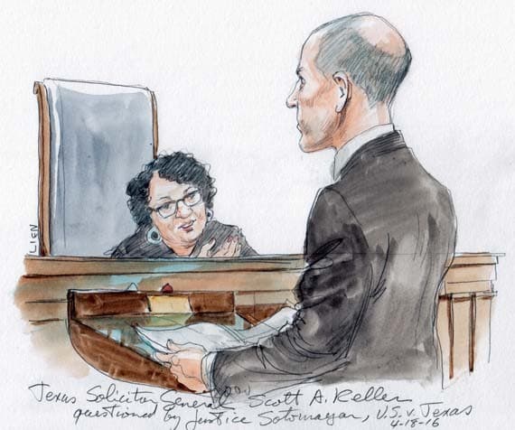 La jueza Sonia Sotomayor interroga a Scott Keller, Procurador General de Texas, quien estaba argumentando a favor de los estados en United States v. Texas el lunes.