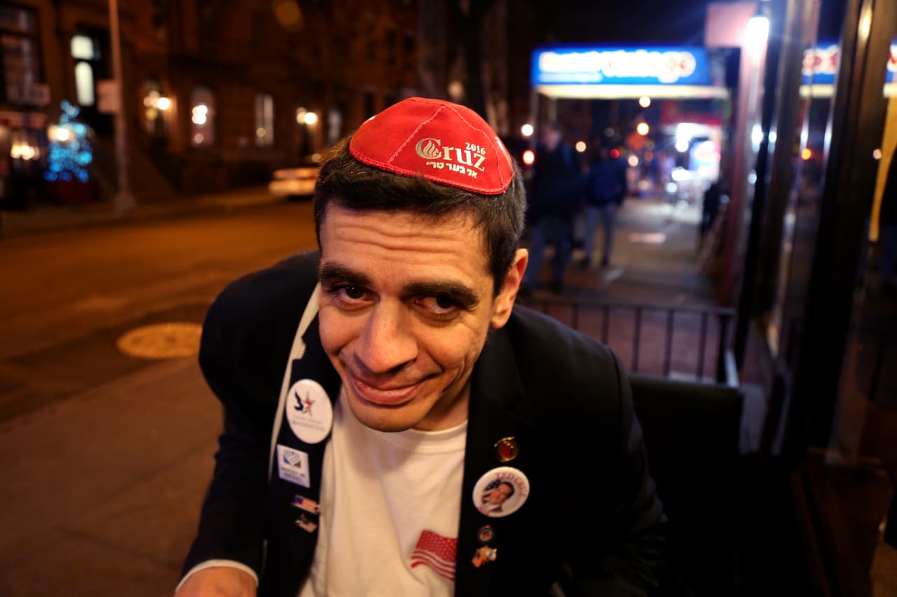 Ariel Kohane, partidario de Ted Cruz, abril 13, 2016, Nueva York.