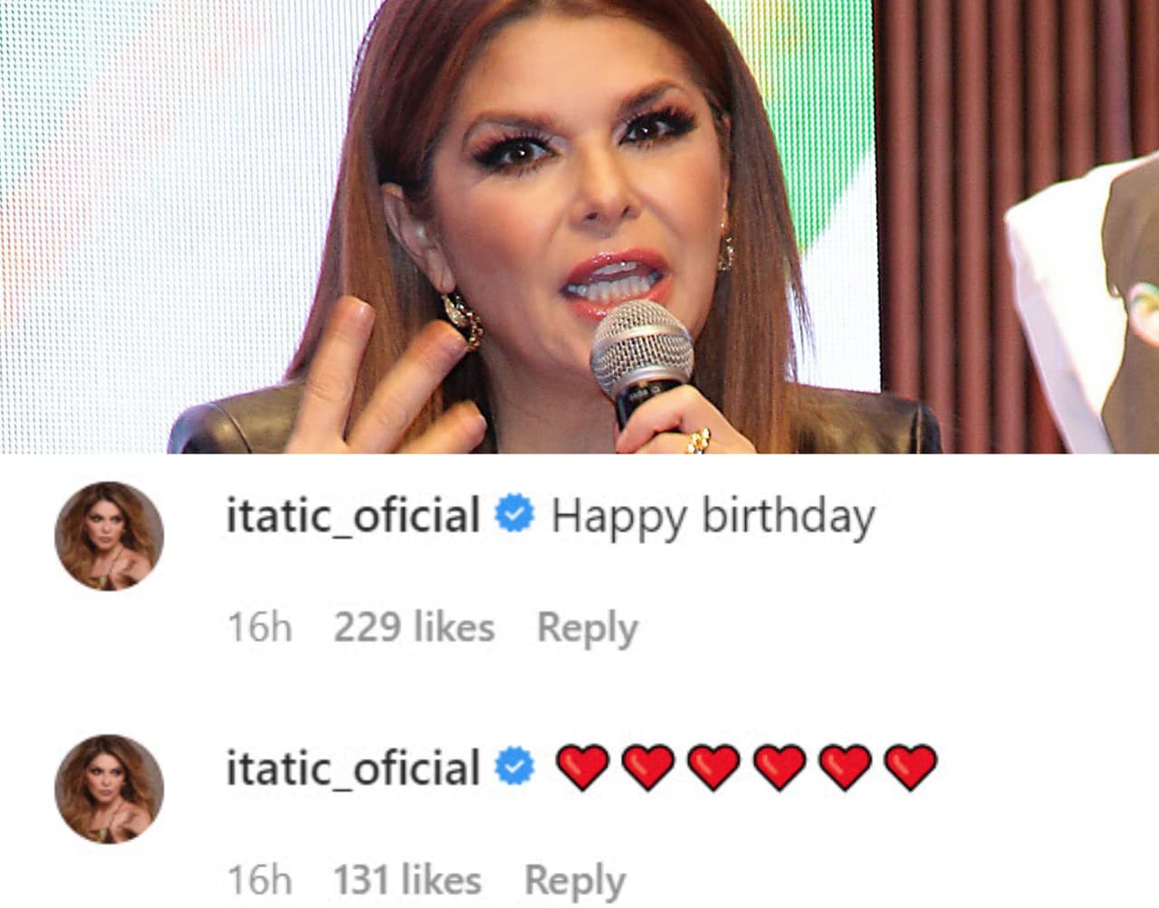 Algunos famosos también se unieron a los buenos deseos de Thalía hacia su hijo, como lo hizo Itatí Cantoral. 
<br>