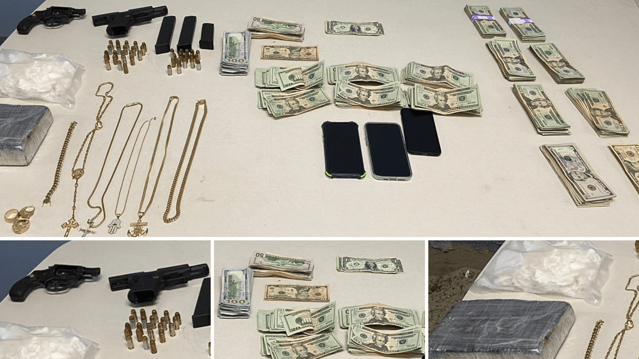 Decomisan cocaína, armas y $29,691 tras órdenes de allanamiento en Barrio Obrero