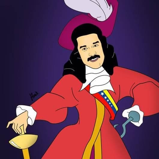 Aquí el presidente de Venezuela, Nicolás Maduro como el terrible Capitán Garfio. Cortesía de Saint Hoax.