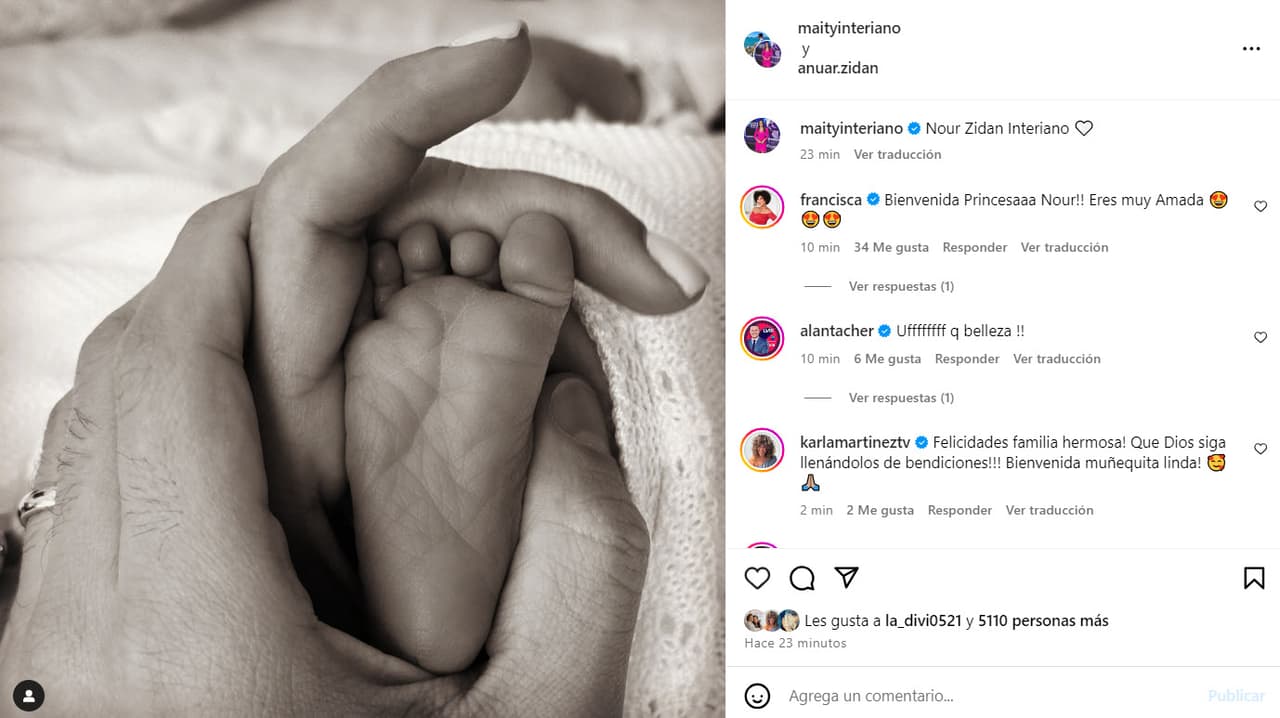 Nace bebé de Maity Interiano.