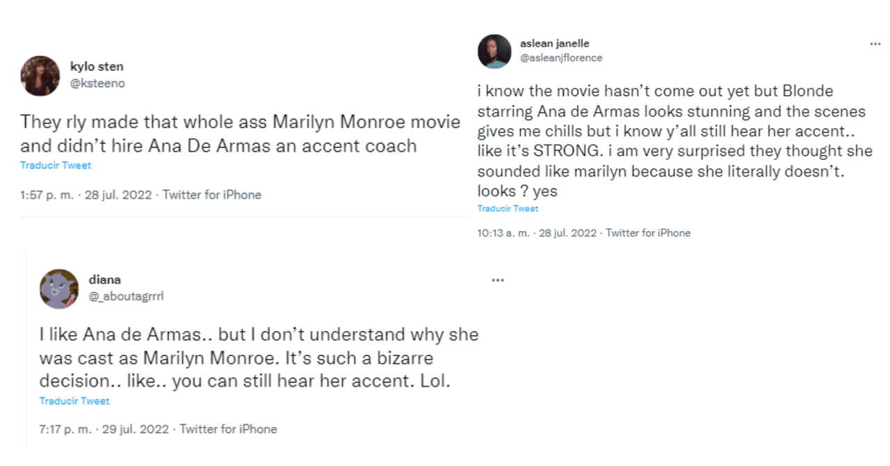 Críticas en Twitter por el acento de Ana de Armas en la película 'Blonde'