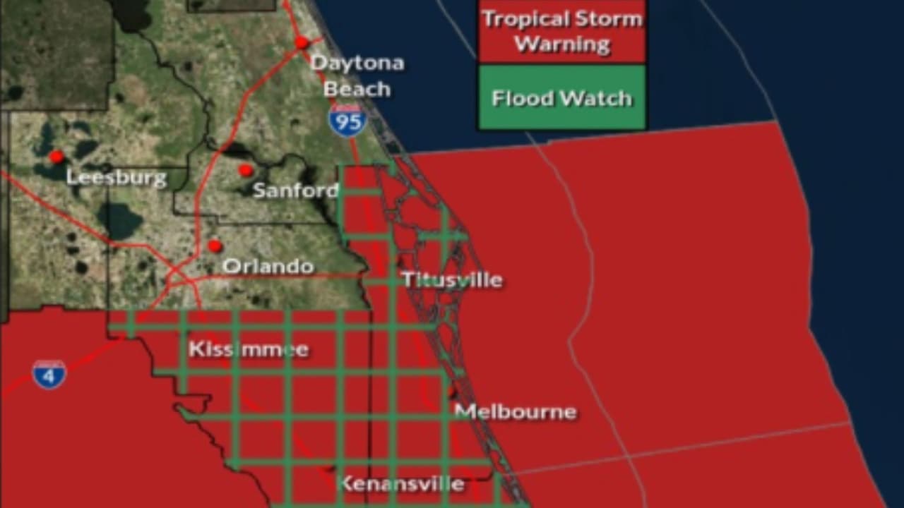 Emiten aviso de tormenta tropical e inundaciones para varios condados de Florida Central hasta el domingo