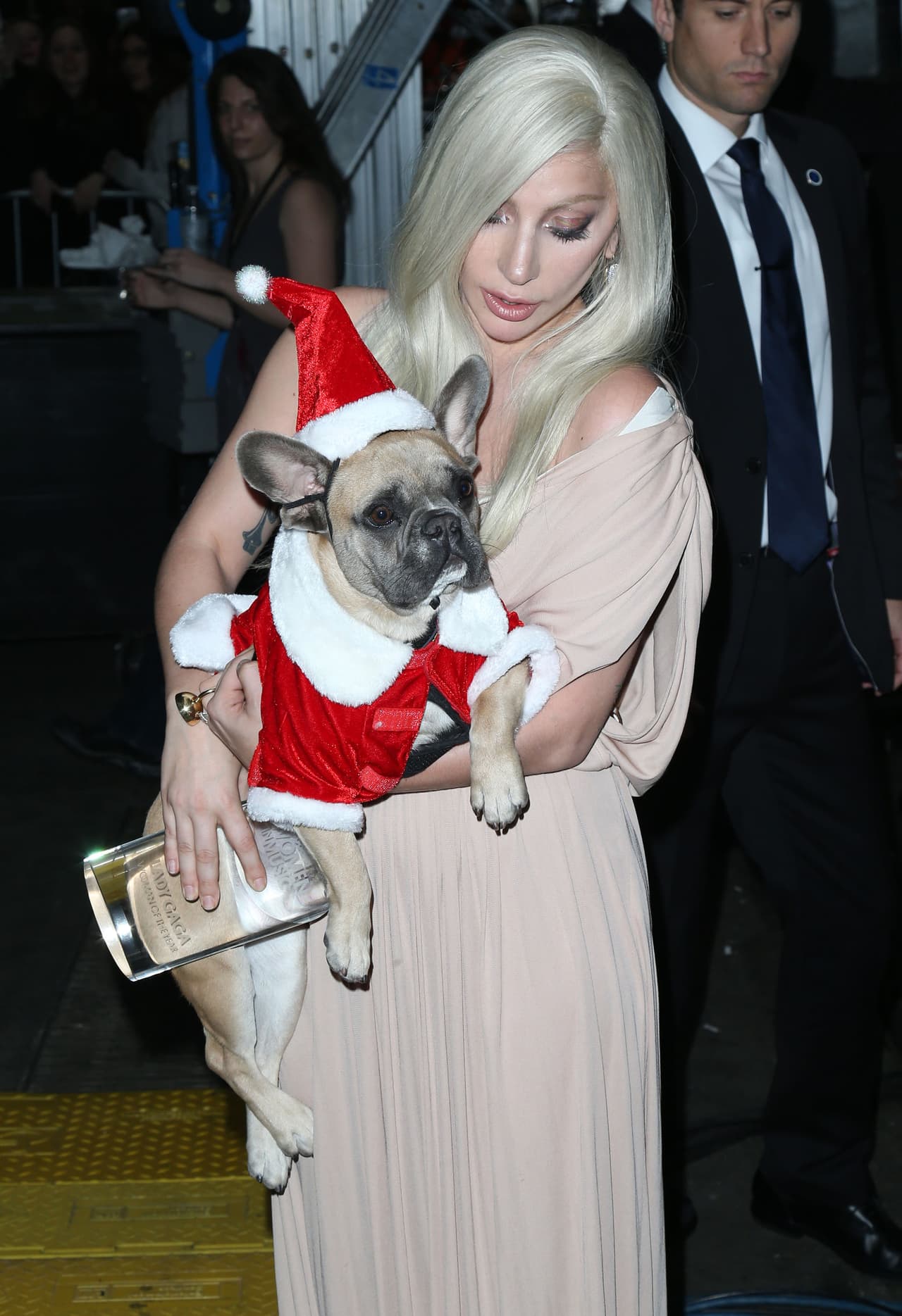 La cantante fue vista saliendo de su departamento acompañada por su prometido Taylor Kinneay y fue a un lunch para celebrar a las mujeres en los Billboard y llevó a sus perritos navideños.