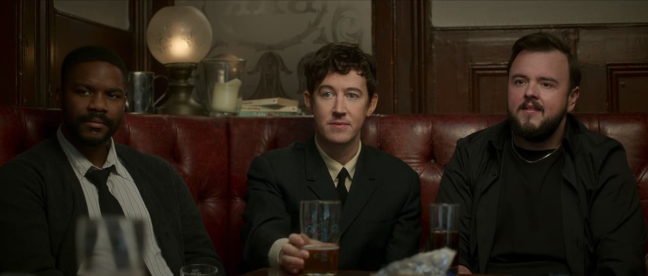 3 Body Problem. (L to R) Jovan Adepo as Saul Durand, Alex Sharp as Will Downing, John Bradley as Jack Rooney in episode 101 of 3 Body Problem. Cr. Courtesy of Netflix © 2024