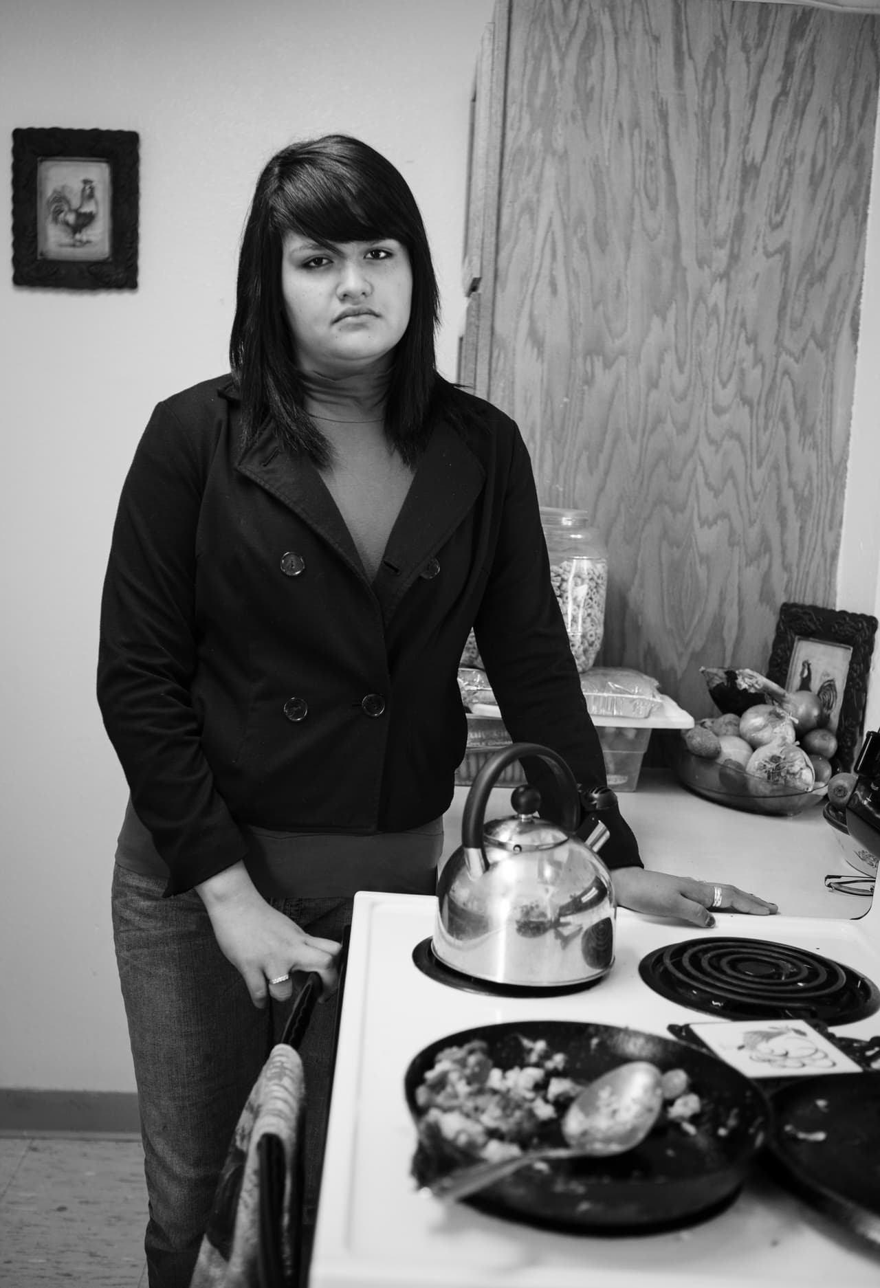 Blanca perdió su hogar porque su madre optó por alimentar a sus hijos en lugar de pagar la hipoteca, se explica en la muestra del Mazon: A Jewish Response to Hunger.