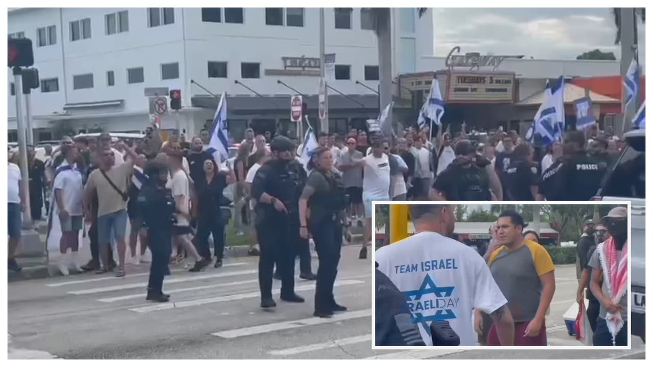 Simpatizantes de Israel y Palestina chocan durante manifestaciones en Fort Lauderdale 
