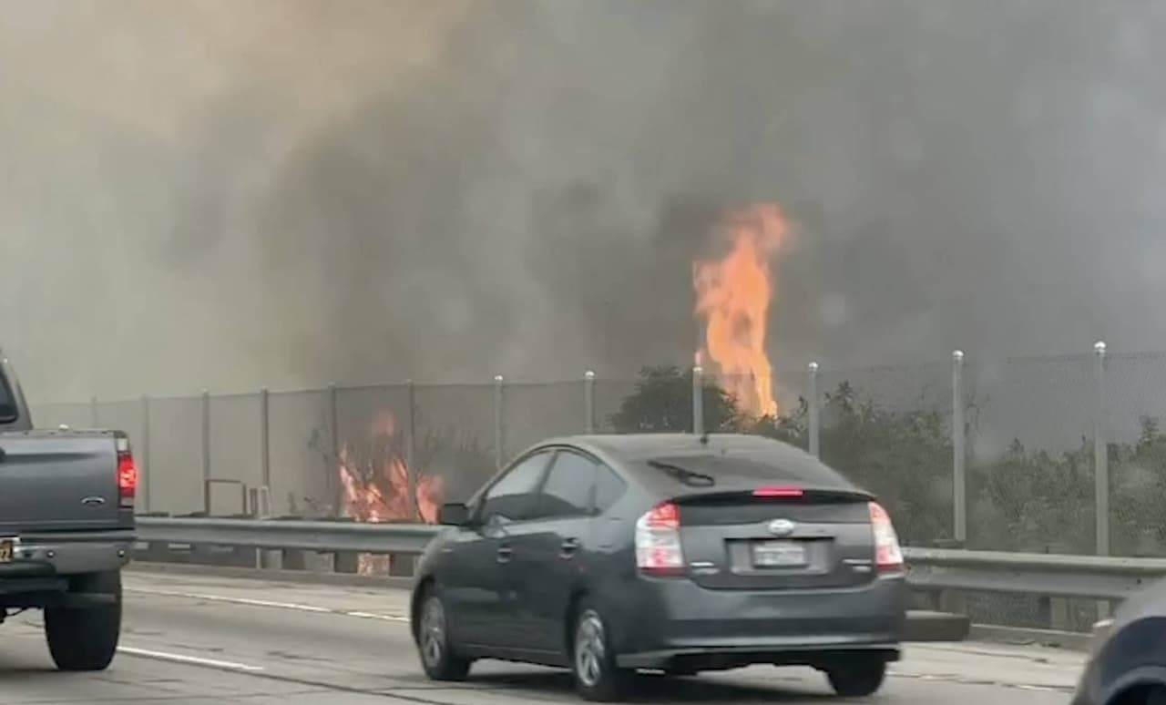 LAFD reporta un incendio de maleza a un costado de la autopista 405 en la zona de Brentwood
