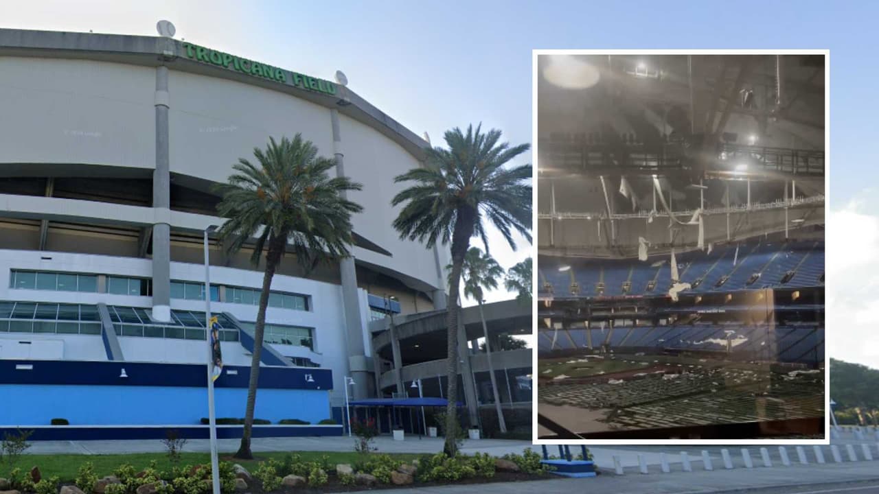Huracán Milton destroza el techo en el estadio de los Rays: así quedó tras ser azotado por fuertes vientos