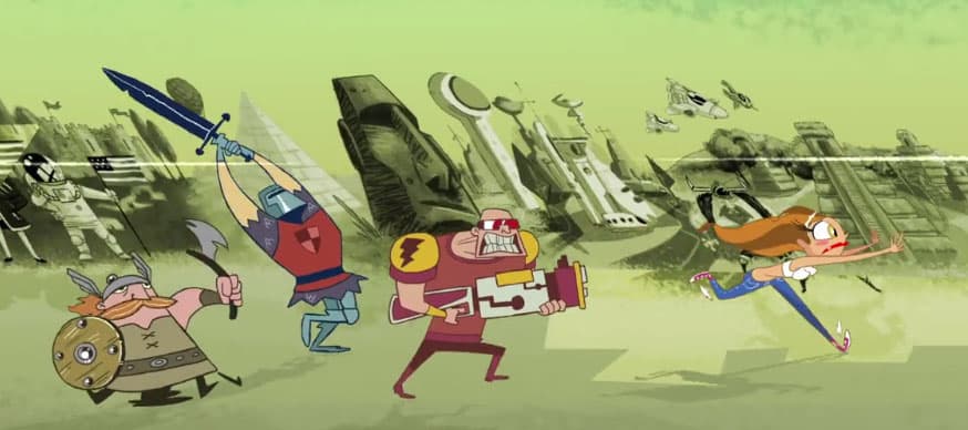 Sigue huyendo a través de varias épocas, de personajes raros como estos guerreros. ¡Corre, Thali!