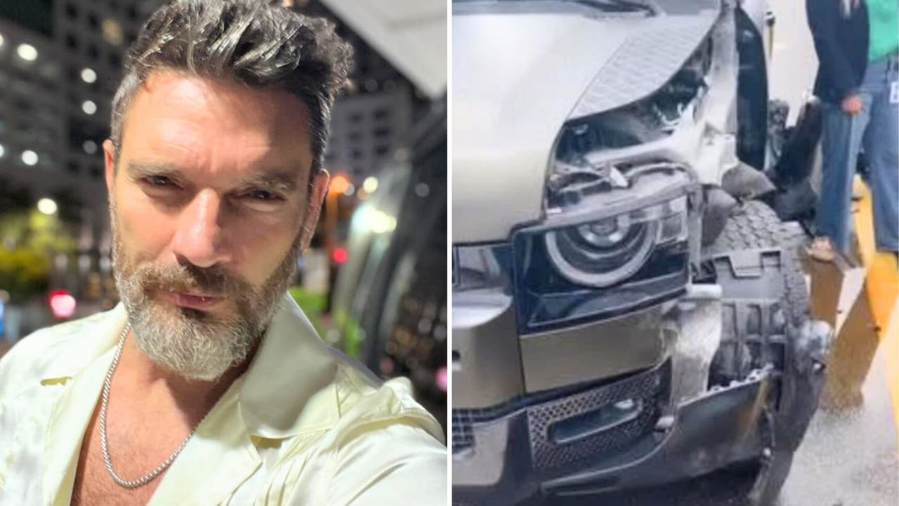 Julián Gil sufre aparatoso accidente: parte de su camioneta queda destrozada