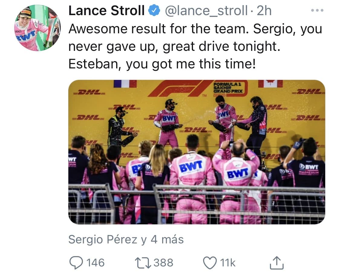 No dejan de caer felicitaciones en las redes sociales para Sergio Pérez tras su victoria en las Formula 1. ¡Histórico!