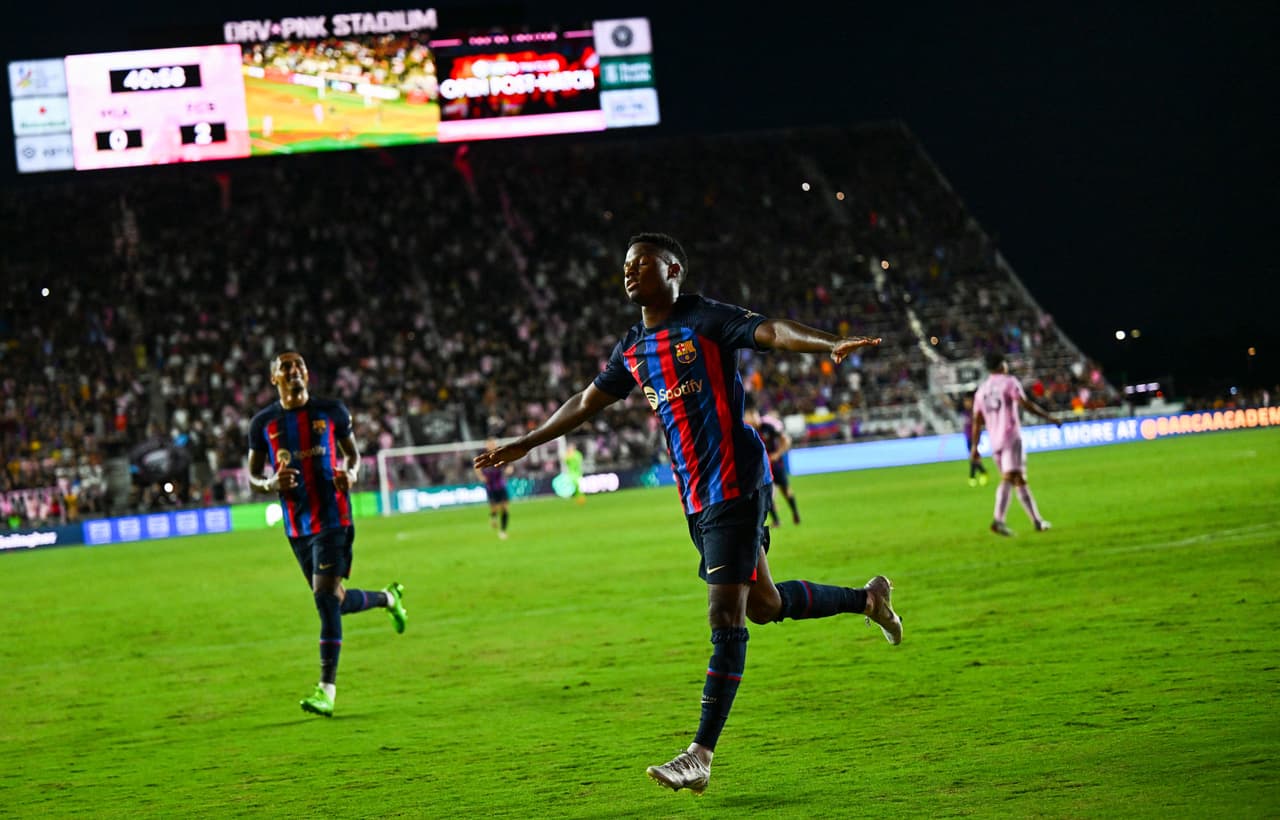 Inter Miami no metió ni las manos ante un Barcelona que se impuso con goles de Aumabeyang, Rapinha, Ansu Fati, Gavi, Depay y Dembélé.