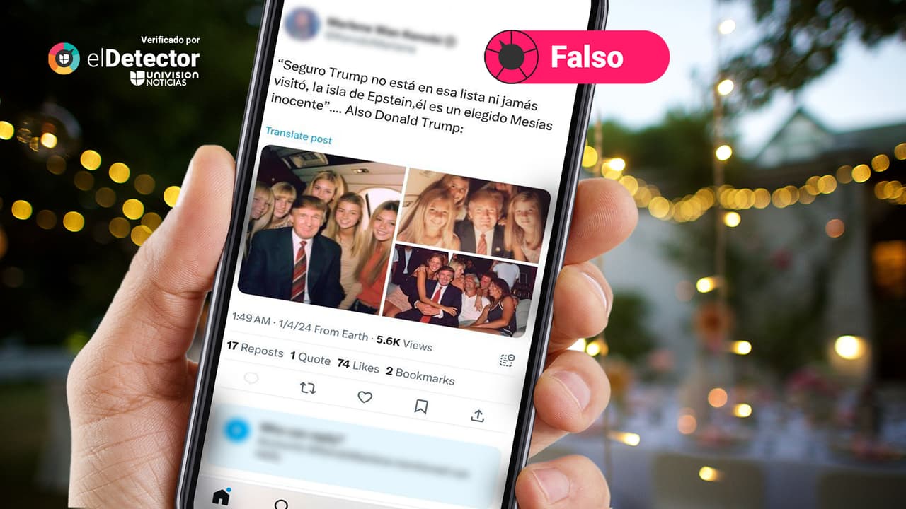 Son falsas estas fotos de Trump sentado junto a Epstein en un sofá o rodeado de jovencitas en un avión