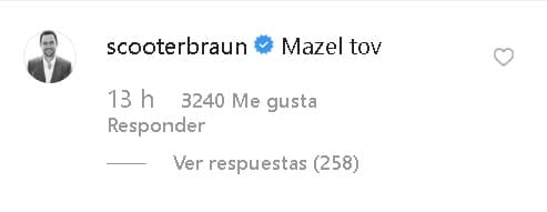 El mánager de Lovato, 
<b><a href="https://www.univision.com/famosos/no-se-que-mas-hacer-desesperada-taylor-swift-dice-que-tiene-prohibido-cantar-sus-viejos-exitos-fotos" target="_blank">Scooter Braun</a></b>, le escribió 
<b>"Mazel tov"</b>, una expresión judía que se asocia a un 'felicidades' o 'buena suerte' en español. 
<br>