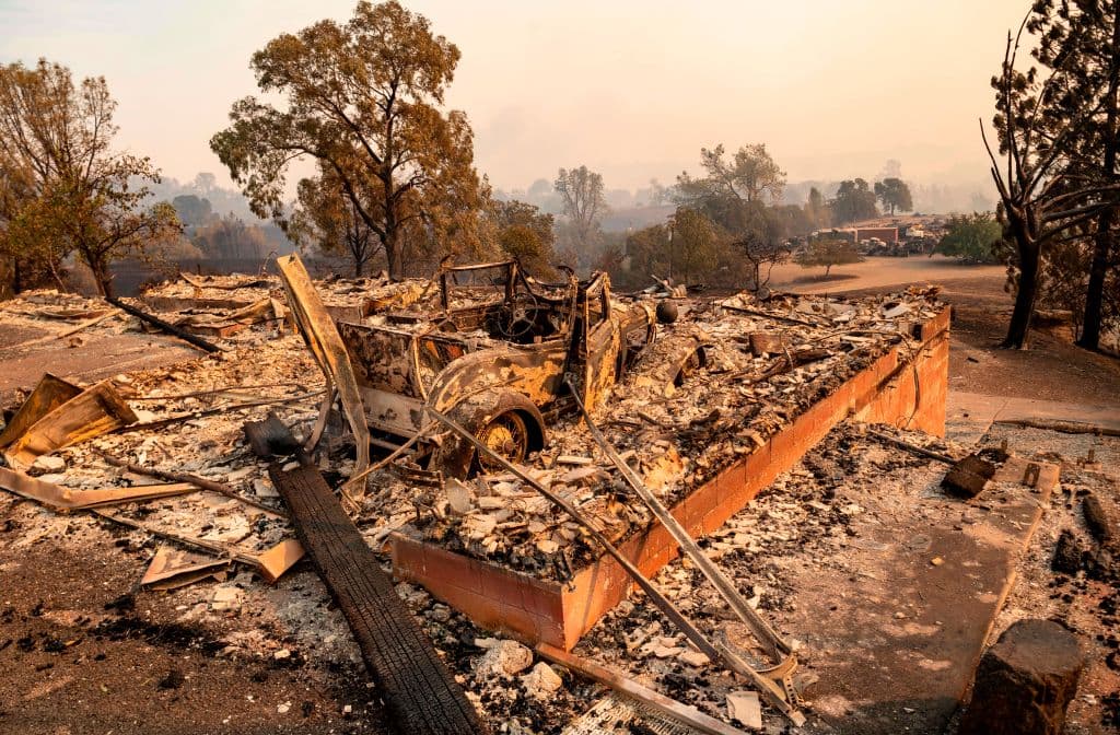 Las ruinas de una vivienda en Vacaville, California, destruida por el incendio LNU Complex.