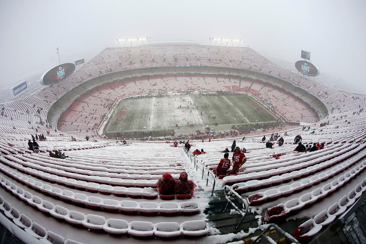 Dentro de Arrowhead Stadium, el panorama antes de comenzar el partido.