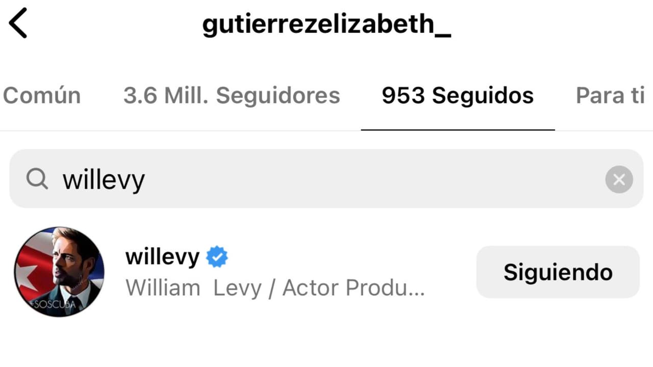 A diferencia de él, Elizabeth Gutiérrez sí sigue a William Levy en Instagram.