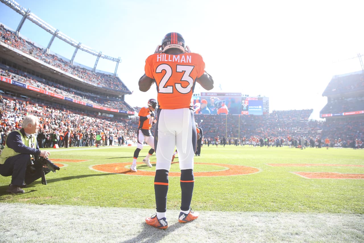 Denver Broncos running back Ronnie Hillman (23) in action during an NFL AFC Divisional Playoff football game between the Denver Broncos and the Pittsburgh Steelers , Sunday, January 17, 2016, in Denver, CO. (Tom Hauck via AP)