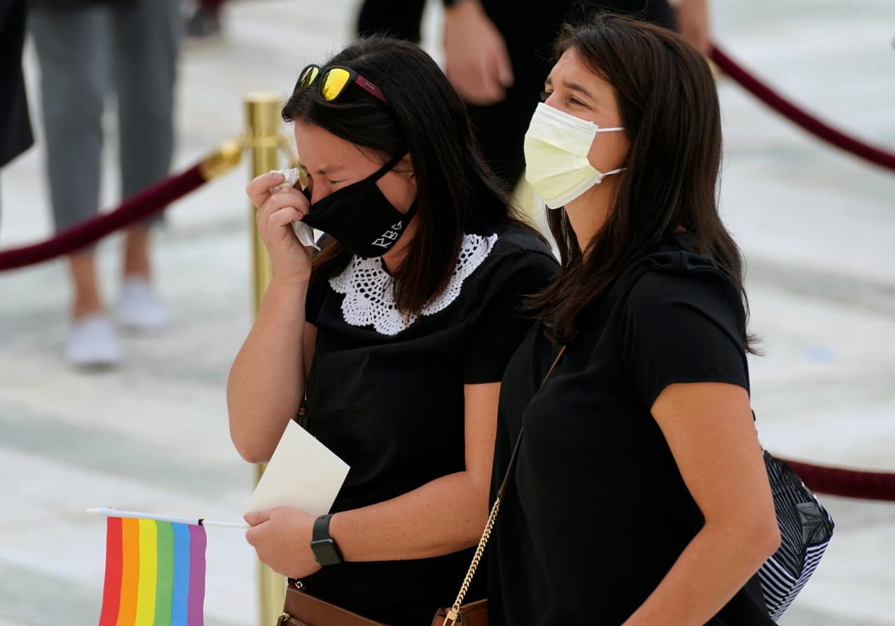 <b>Llanto frente a la Corte Suprema por la muerte de Ruth Bader Ginsburg (24 de septiembre). </b>La jueza de la Corte Suprema falleció el 18 de septiembre en su casa rodeada de su familia. Durante 26 años como magistrada prestó su voz para casos cruciales en la lucha de las mujeres por lograr la igualdad. El ataúd con su cuerpo fue colocado varias horas en una de las entradas al Máximo Tribunal, donde pudo ser visitado por miles de personas. 
<a href="https://www.univision.com/local/nueva-york-wxtv/noticias/politica/la-vida-en-fotos-de-ruth-bader-ginsburg-la-magistrada-de-la-corte-suprema-que-fue-icono-de-la-cultura-pop-estadounidense-fotos">Vea aquí la vida en fotos de Ruth Bader Ginsburg.</a>