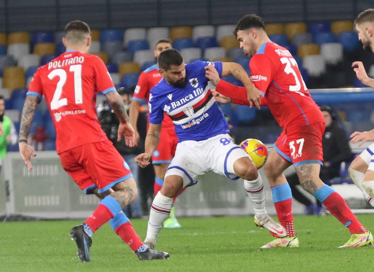 Napoli derrota por la mínima a la Sampdoria con anotación de Andrea Petagna al 43' durante la J21 en la Serie A. Hirving Lozano aún no se ha podido incorporar tras resultado positivo de COVID-19.