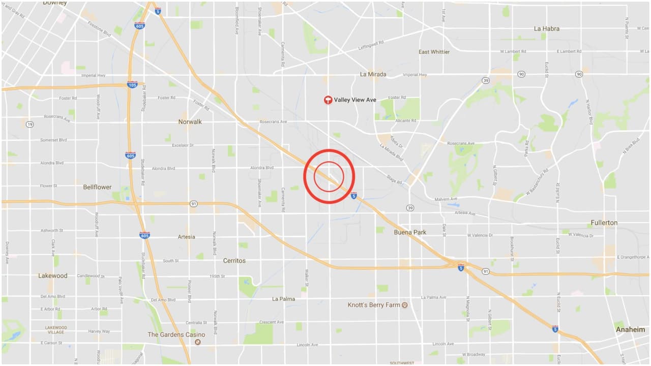 <b>1. Los Ángeles, California.</b>
<br>
<br>Autopista I-5 cerca de Valley View Ave en Whittier.