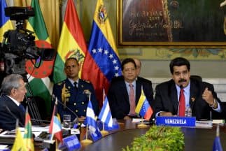 Nicolás Maduro durante un encuentro con algunos de sus aliados regionales que le han manifestado su respaldo.