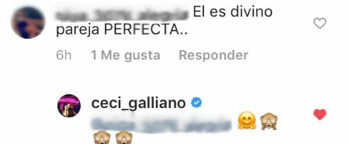 Cuando uno de los internautas insinuó la posibilidad de que sí exista una relación entre Cecilia y Nacho, la presentadora de televisión no negó ni afirmó nada y reaccionó con estos emojis.