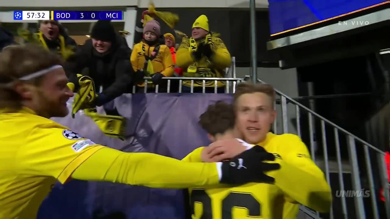 ¡UNA JOYA! Hauge marca un golazo espectacular para el 3-0 del Bodø/Glimt