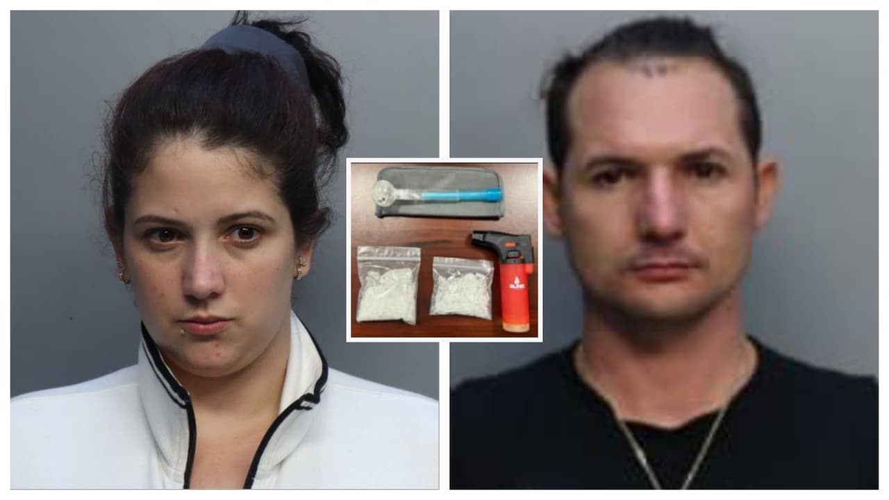 Pareja es acusada de robar un auto en Doral y ocultar metanfetaminas en la pañalera de su bebé