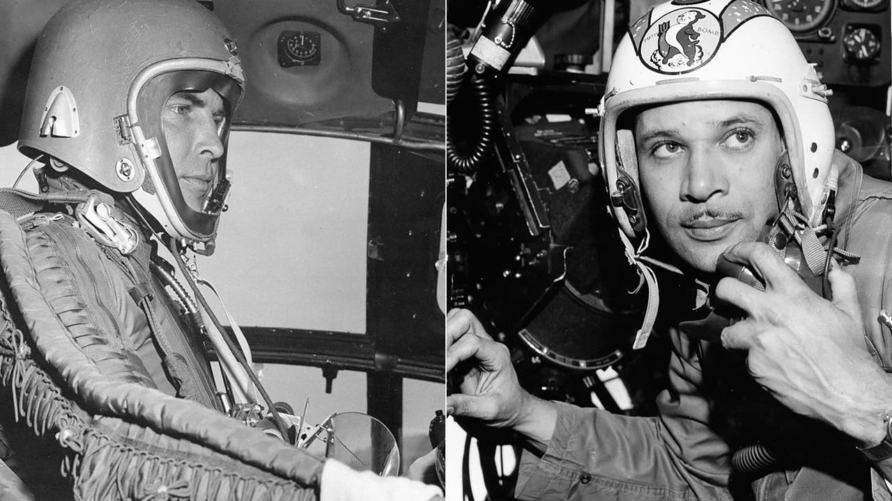 Un piloto del bombardero B-36, uno de los aviones utilizados en las pruebas sobre Nevada (izquierda) y un técnico militar durante un ejercicio de la operación (derecha).
