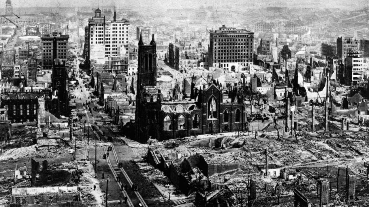 Fotografía del centro de la ciudad de San Francisco después del terremoto de 1906.