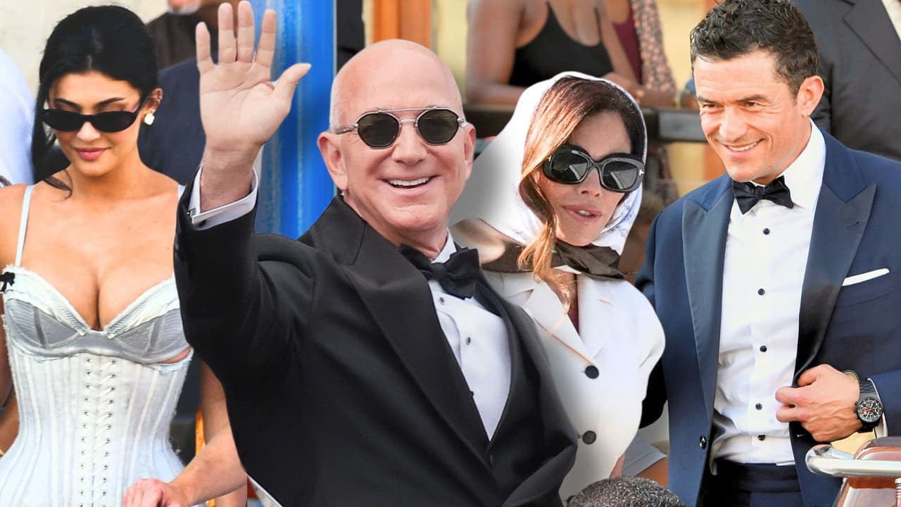 Orlando Bloom es visto con una misteriosa mujer en la boda de Jeff Bezos