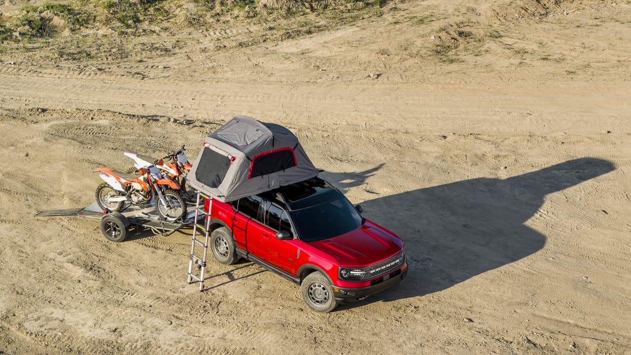 When properly equipped, Bronco Sport Badlands models can tow up to 2,200 pounds. (Pre-production model pictured.)