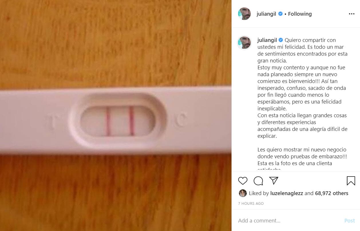 “Quiero compartir con ustedes mi felicidad. Es todo un mar de sentimientos encontrados por esta gran noticia”, se lee al inicio de su mensaje.
<br>