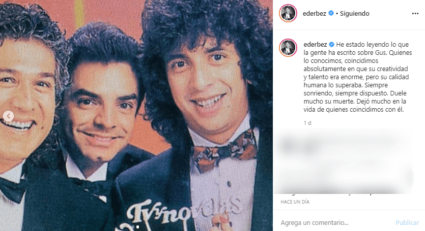 "He estado leyendo lo que la gente ha escrito sobre Gus. Quienes lo conocimos, coincidimos absolutamente en que su creatividad y talento era enorme, pero su calidad humana lo superaba. Siempre sonriendo, siempre dispuesto.
<b>Duele mucho su muerte. Dejó mucho en la vida de quienes coincidimos con él"</b>, escribió.