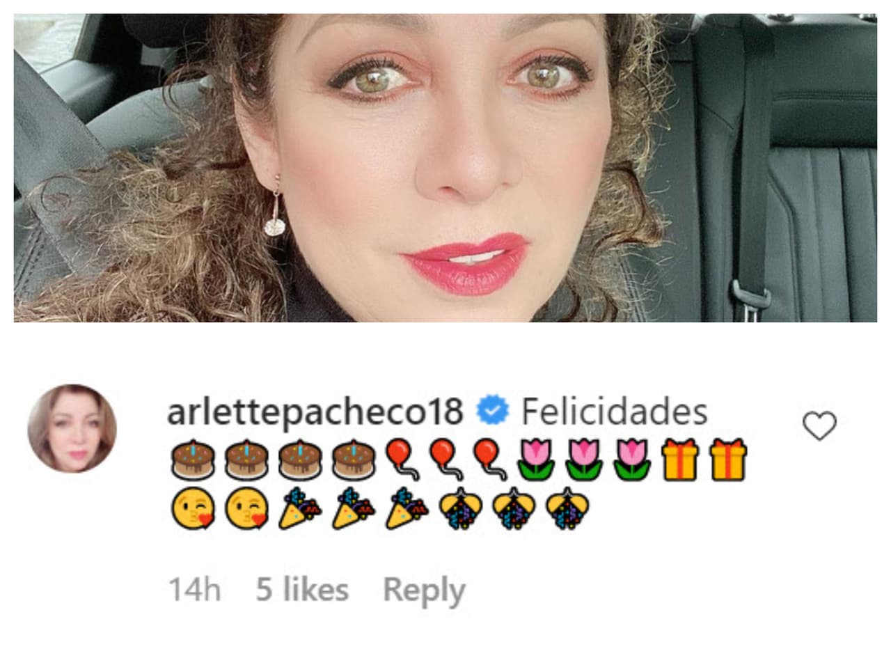 Arlette Pacheco le escribió una serie de emoticonos que incluyeron pasteles y globos para celebrar.
<br>
